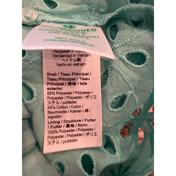 J. Crew Teal eyelet button up top- size s - Picture 5 of 8